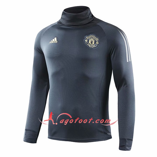 Nouveau Training Sweatshirt Manchester United Gris High Collar Floqué 2018 2019