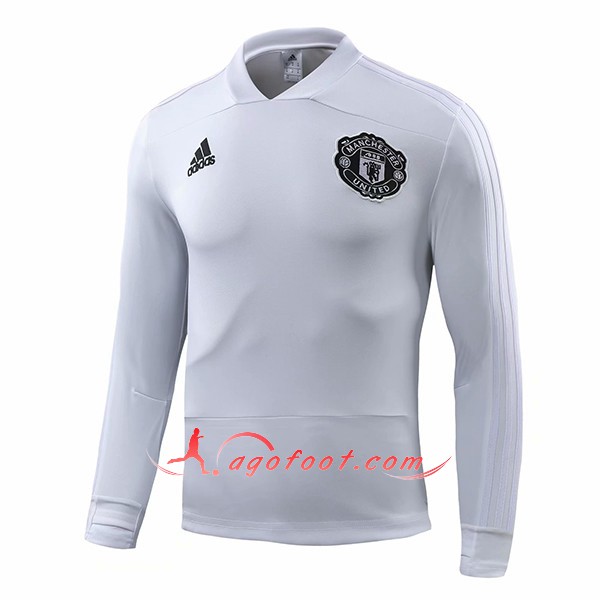 Nouveau Training Sweatshirt Manchester United Blanc Floqué 2018 2019