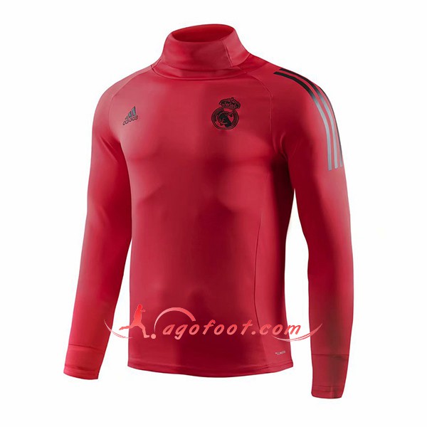 Nouveau Training Sweatshirt Real Madrid Rouge High Collar Floqué 2018 2019