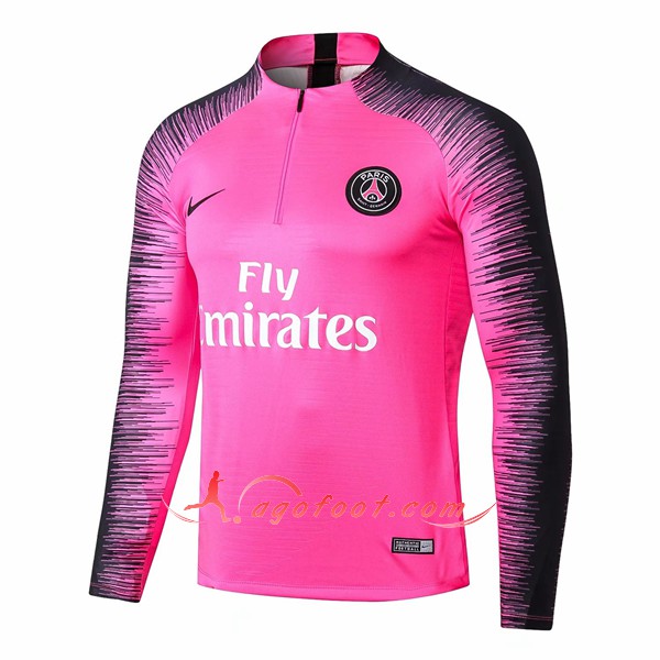 Nouveau Training Sweatshirt PSG Rose Noir Floqué 2018 2019