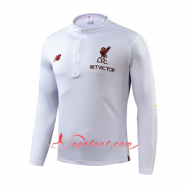 Nouveau Training Sweatshirt FC Liverpool Blanc Floqué 2018 2019