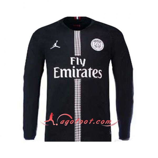 Maillots De Foot Jordan PSG Third Manche Longue Noir Personnalisé Floqué 2018 2019