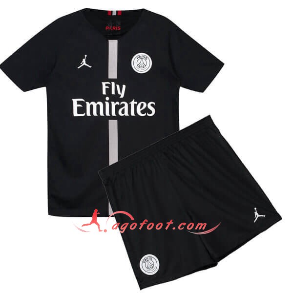 Ensemble Maillots De Foot PSG Noir Enfant Third Personnalisé Floqué 2018  2019 Prix Pas Chère