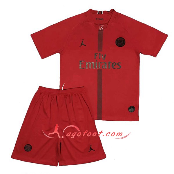 Ensemble Maillots De Foot PSG Rouge Enfant Third Personnalisé Floqué 2018 2019