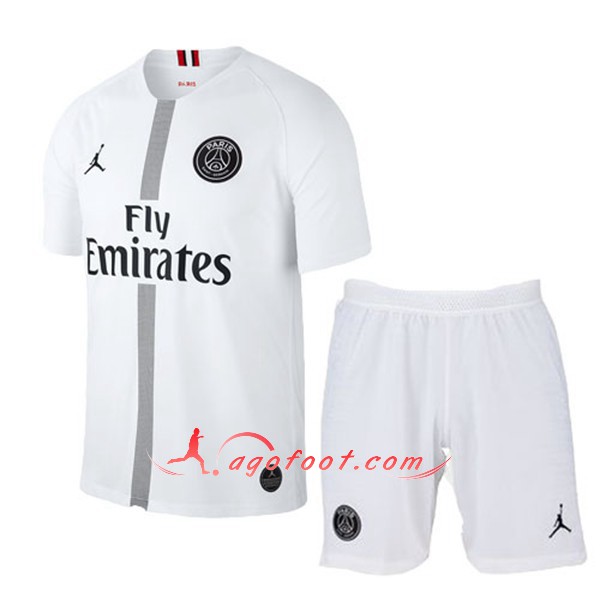 Ensemble Maillots De Foot PSG Blanc Enfant Third Personnalisé Floqué 2018 2019