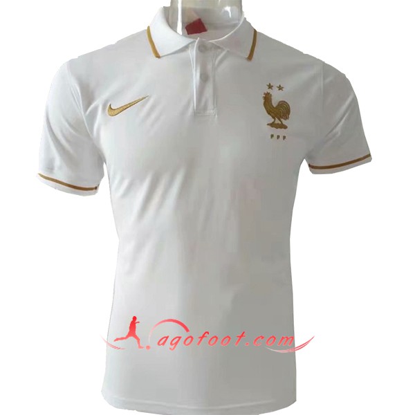 Nouveau Polo Foot France 2 Etoiles Blanc 2019/20