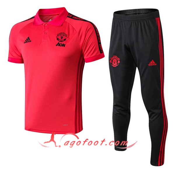 Ensemble Polo Man Utd + Pantalon Rouge 19/20