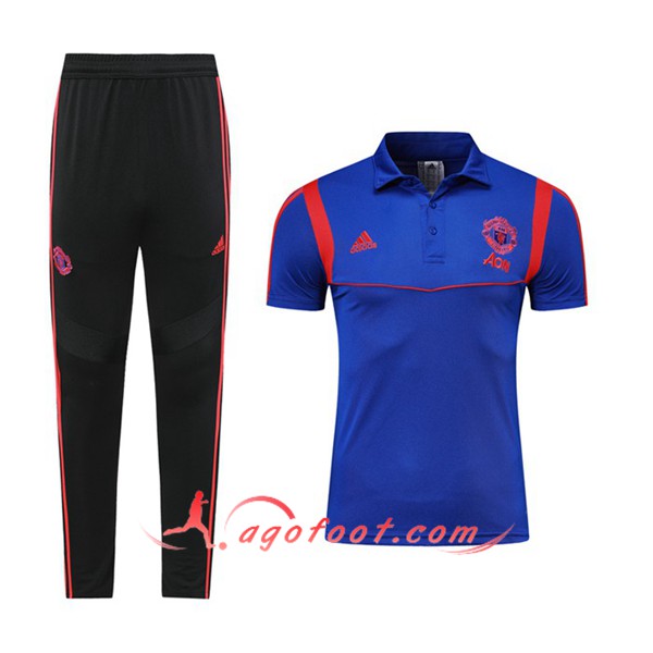 Ensemble Polo Man Utd + Pantalon Bleu 19/20