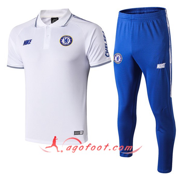 Ensemble Polo FC Chelsea + Pantalon Blanc 19/20