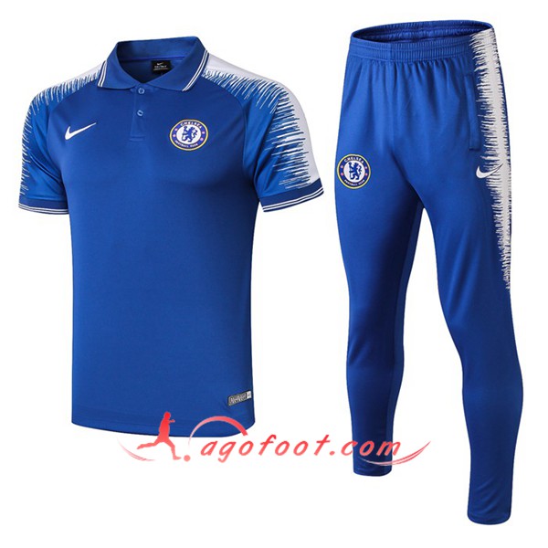 Ensemble Polo FC Chelsea + Pantalon Bleu Blanc 19/20