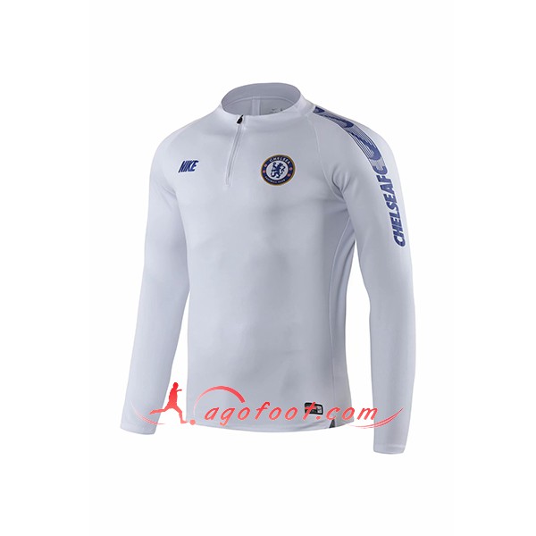 Nouveau Training Sweatshirt FC Chelsea Blanc Floqué 2019 2020