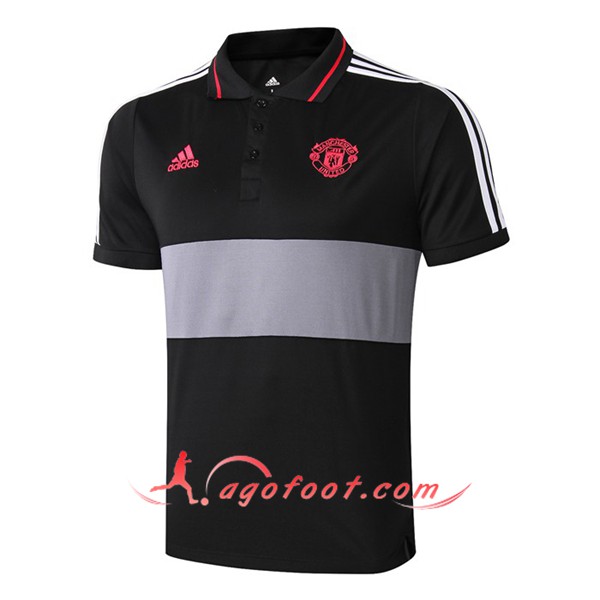 Nouveau Polo Foot Manchester United Noir Gris 19/20