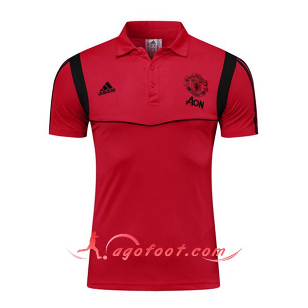 Nouveau Polo Foot Manchester United Rouge Noir 19/20