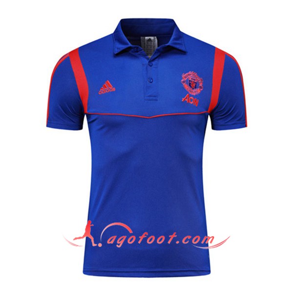 Nouveau Polo Foot Manchester United Bleu 19/20