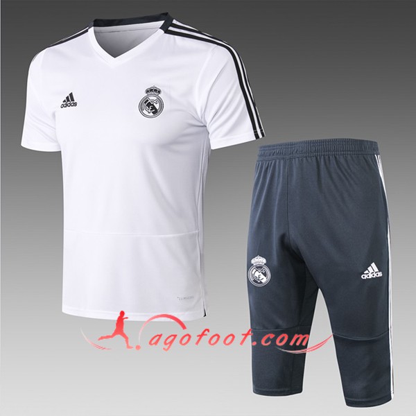 Ensemble PRÉ MATCH Training Real Madrid + Pantalon 3/4 Blanc 2019/20