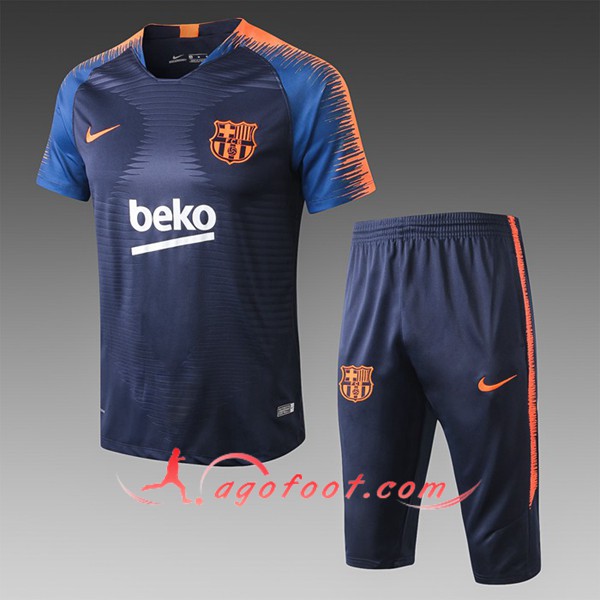 Ensemble PRÉ MATCH Training FC Barcelone + Pantalon 3/4 Orange/Bleu Fonce 2019/20