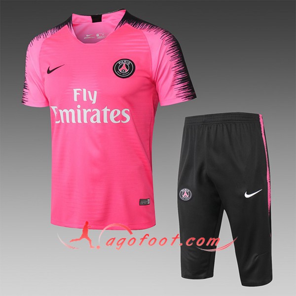 Ensemble PRÉ MATCH Training PSG + Pantalon 3/4 Rose/Noir 2019/20