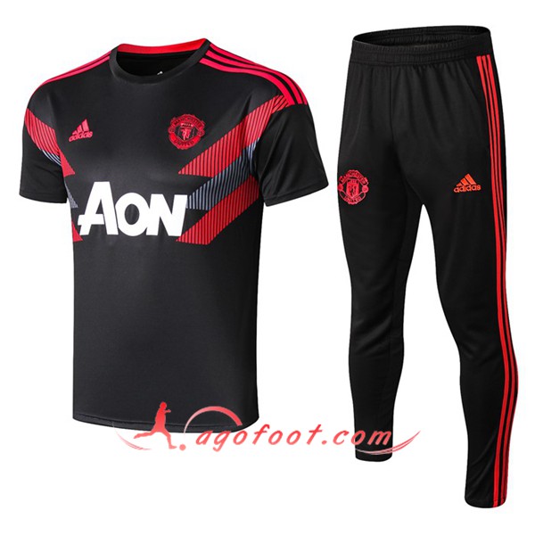 Ensemble PRÉ MATCH Training Man Utd + Pantalon Noir Rouge 2019/20