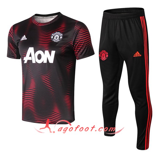 Ensemble PRÉ MATCH Training Man Utd + Pantalon Rouge Noir 2019/20