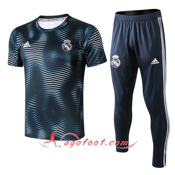 Ensemble PRÉ MATCH Training Real Madrid + Pantalon Ondulation Bleu 2019/20