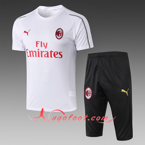 Ensemble PRÉ MATCH Training Milan AC + Pantalon 3/4 Blanc 2019/20