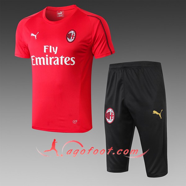 Ensemble PRÉ MATCH Training Milan AC + Pantalon 3/4 Rouge 2019/20