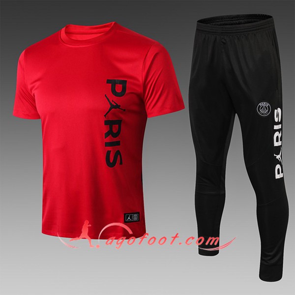 Ensemble PRÉ MATCH Training Paris PSG Jordan + Pantalon 3/4 Rouge 2019/20
