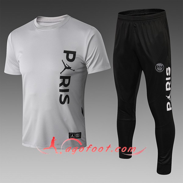 Ensemble PRÉ MATCH Training Paris PSG Jordan + Pantalon 3/4 Gris 2019/20