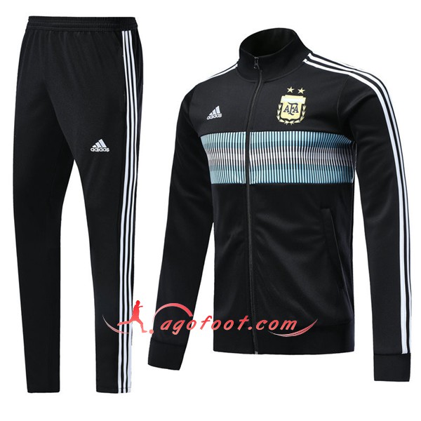 Ensemble Survetement De Foot Argentine Noir Floqué 2018 2019
