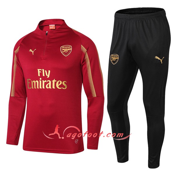 Nouveau Survetement De Foot Arsenal Rouge -02 Floqué 2018 2019
