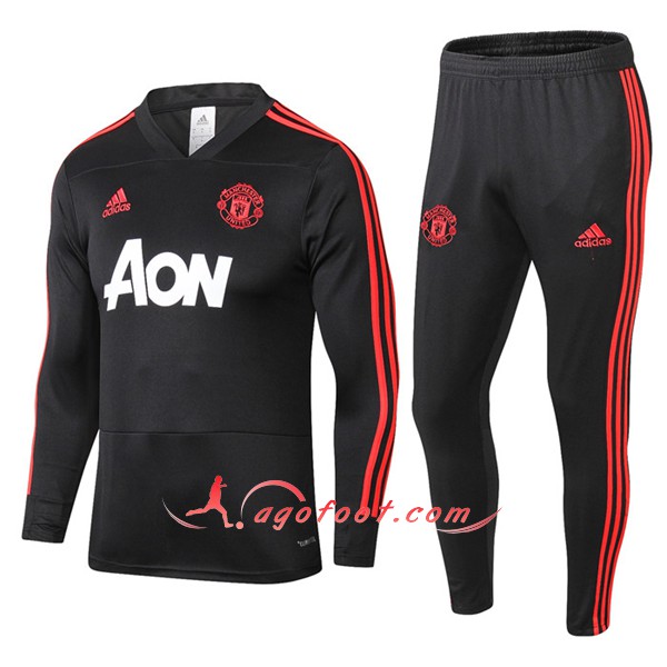 Nouveau Survetement De Foot Manchester United Noir Blanc Floqué 2018 2019
