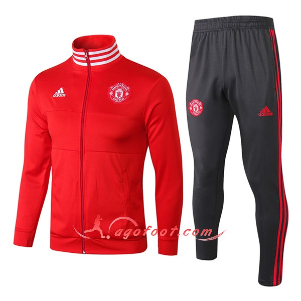 Nouveau Survetement De Foot Manchester United Rouge High Collar Floqué 2018 2019
