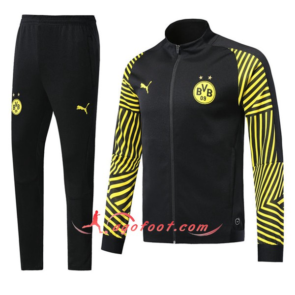 Nouveau Survetement De Foot Dortmund BVB Noir Jaune Floqué 2018 2019
