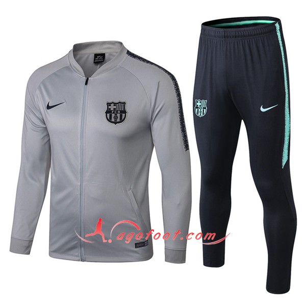 Nouveau Survetement De Foot FC Barcelone Gris Floqué 2018 2019