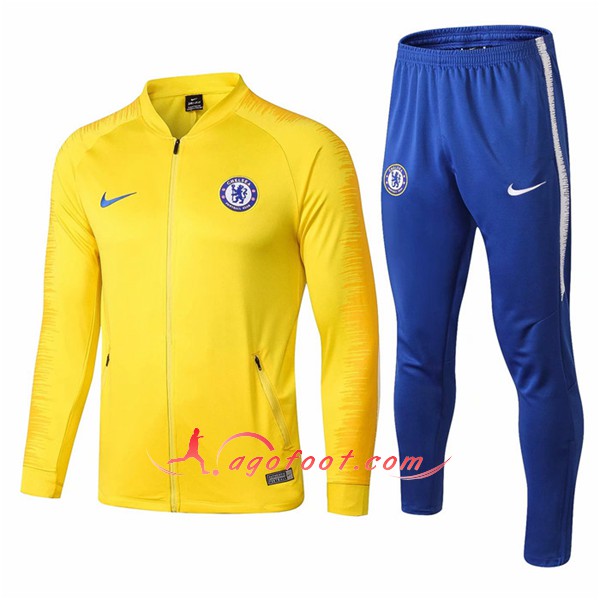 Nouveau Survetement De Foot Chelsea FC Jaune Floqué 2018 2019