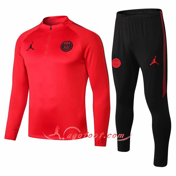Nouveau Survetement De Foot Jordan PSG Rouge -01 Floqué 2018 2019