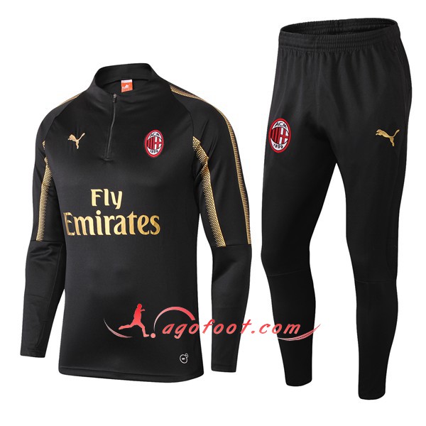 Nouveau Survetement De Foot Milan AC Noir Floqué 2018 2019
