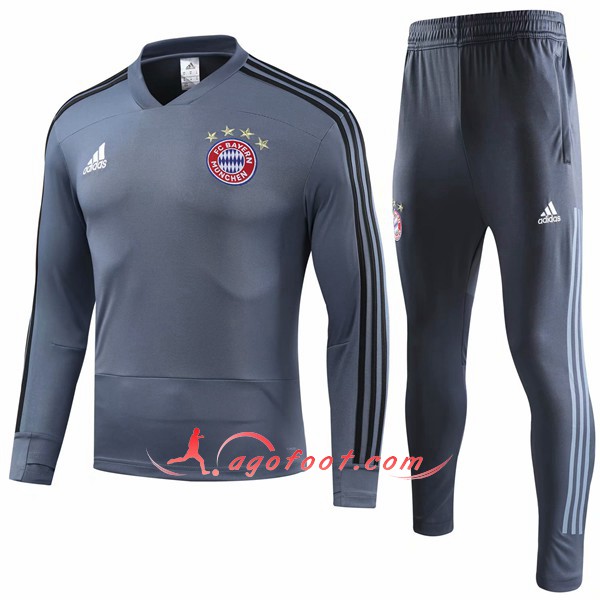 Nouveau Survetement De Foot Bayern Munich Gris -02 Floqué 2018 2019
