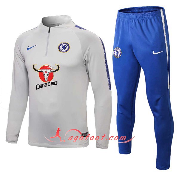 Nouveau Survetement De Foot Chelsea FC Gris Floqué 2018 2019