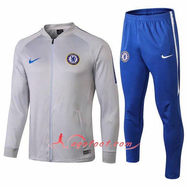 Nouveau Survetement De Foot - Veste Chelsea FC Gris Floqué 2018 2019