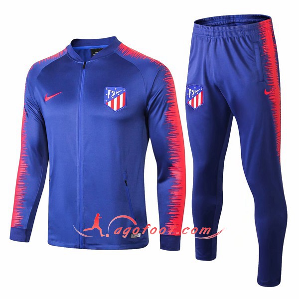 Nouveau Survetement De Foot Atletico Madrid Bleu Rouge Floqué 2018 2019