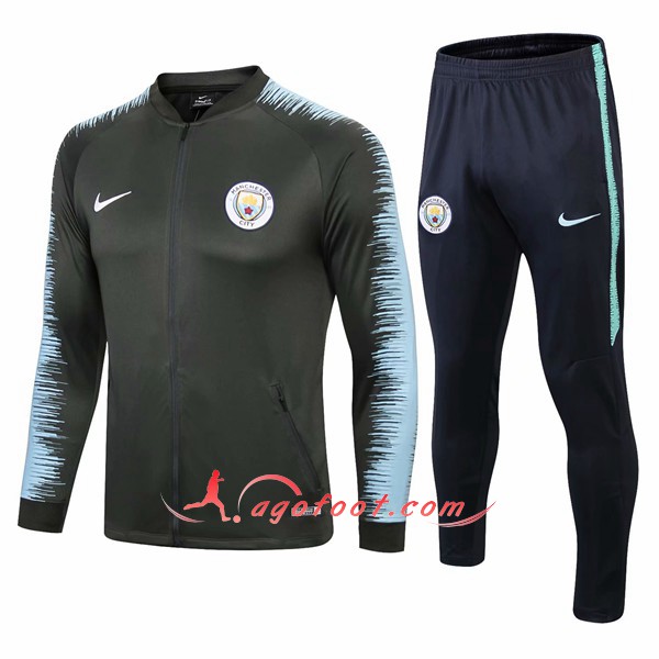 Nouveau Survetement De Foot Manchester City Noir Bleu Floqué 2018 2019