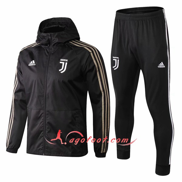 Ensemble Sweat A Capuche SurvetementJuventus Noir -01 Floqué 2018 2019