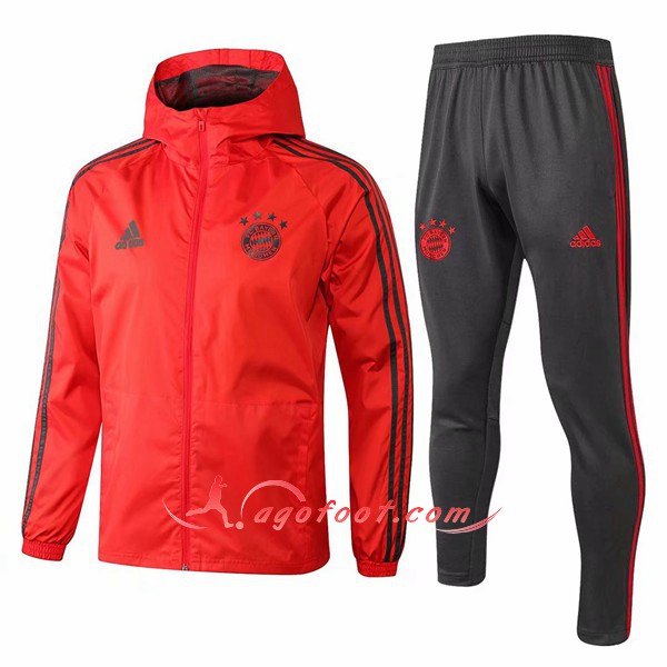 Ensemble Sweat A Capuche Survetement Foot Bayern Munich Rouge Floqué 2018 2019