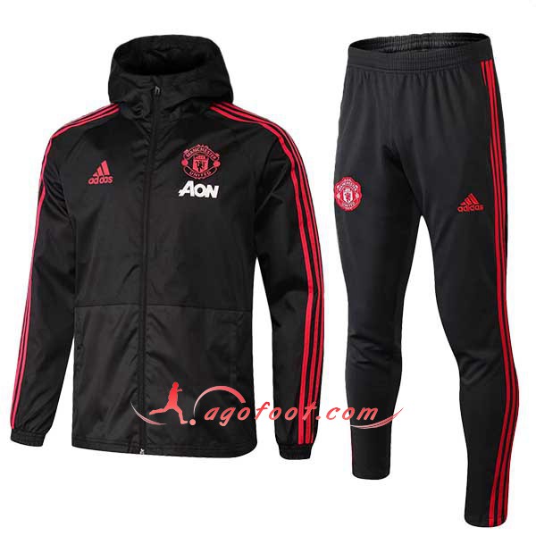 Ensemble Sweat A Capuche Survetement Manchester United Noir Floqué 2018 2019