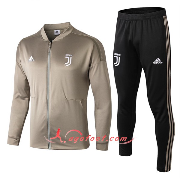 Ensemble Survetement De Foot Juventus Beige Floqué 2018 2019
