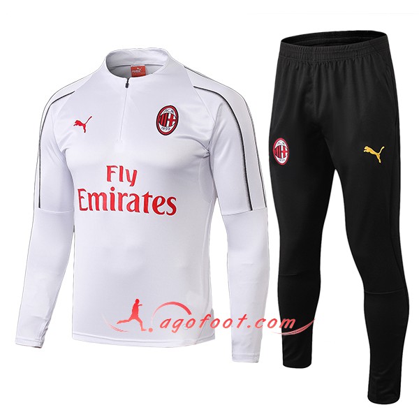 Nouveau Survetement De Foot Milan AC Blanc Floqué 2018 2019