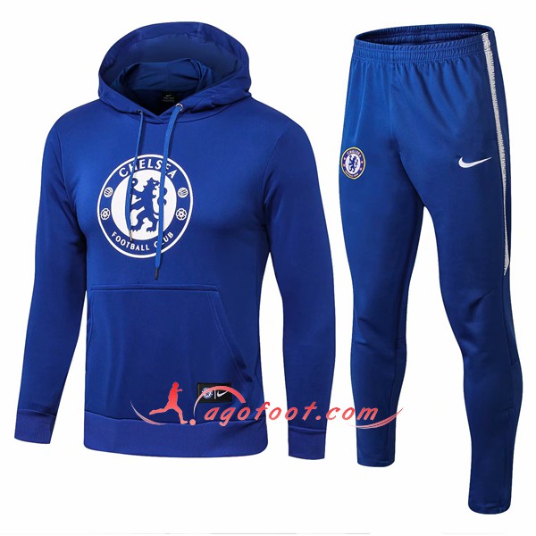 Ensemble Sweat A Capuche Survetement Chelsea FC Bleu Bas Floqué 2018 2019