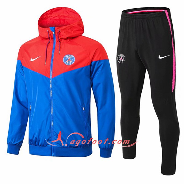 Ensemble Sweat A Capuche Survetement PSG Bleu Rouge Floqué 2018 2019