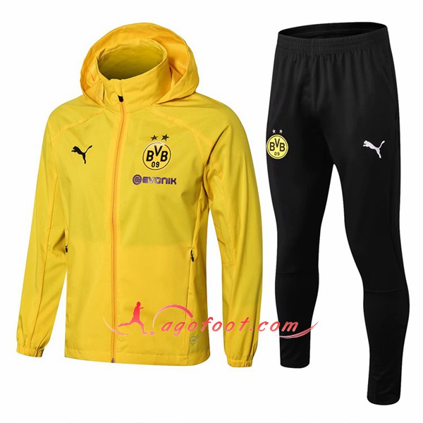 Ensemble Sweat A Capuche Survetement Dortmund BVB Jaune Floqué 2018 2019